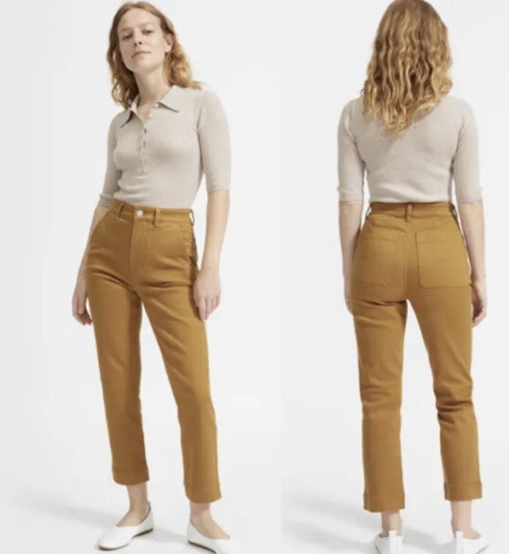 Everlane Cropped Straight Short Pants High Rise Golden Brown Sz 00/25